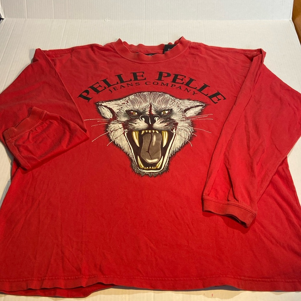 Vintage 90s Marc Buchanan Pellé Pellé Jeans Wild Cat Logo Shirt Size L